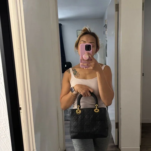 Dior Black Quilted Leather Satchel with Gold Hardware - Picture 2 of 15